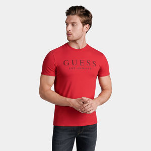 Guess pánské červené tričko Logo - L (TLRD)